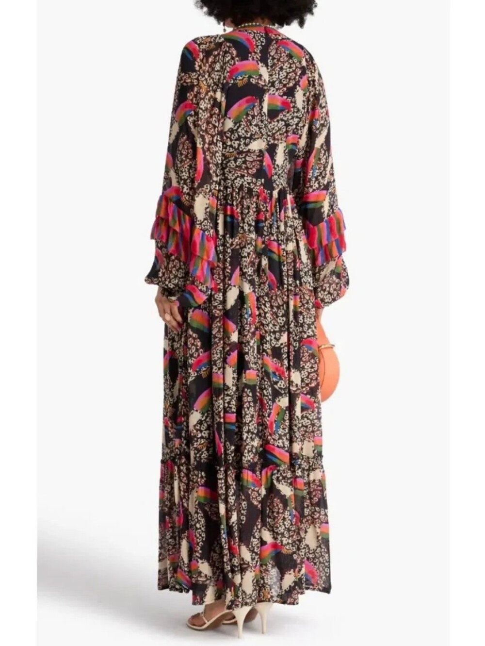 Farm Rio Georgette Printed Leopard Toucans Maxi Dress - Picture 4 of 16